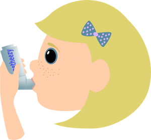 drawing of girl using an asthma inhaler