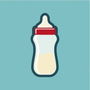 baby bottle on blue background