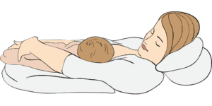 drawing of mother laying down nursing her child