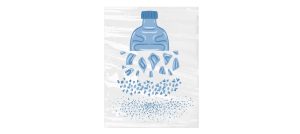 plastic bottle shown breaking down into microplastic