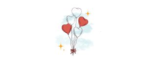 heart balloons tied together with a ribbon